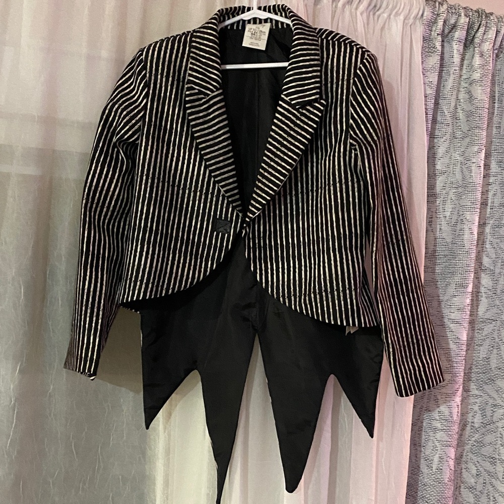 Disney Black and White Striped Tailcoat Blazer